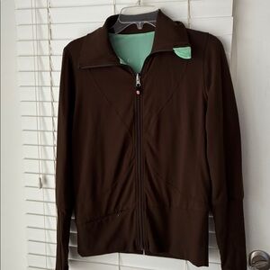 Lululemon Athletica jacket Globe Trotter Zip up Reversible Brown Green SZ S